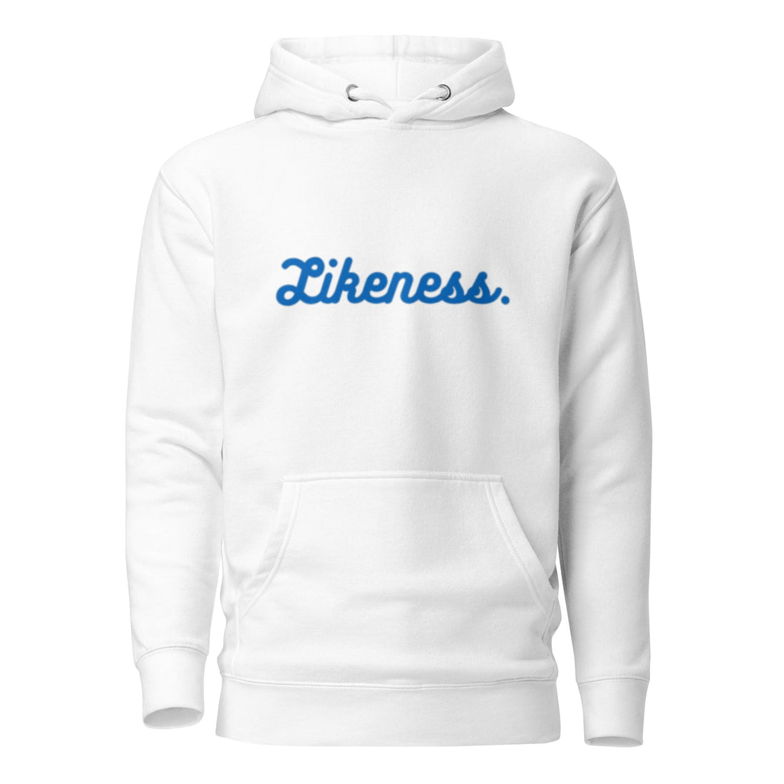 LIKENE$$ White Hoodie w/ Royal Blue cursive - LIKENE$$ Brand